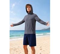 Sweat à capuche léger et rafraîchissant avec fermeture éclair intégrale pour homme, protection UV, pour la course à pied, la pêche, la plage, les voyages, gris, Medium