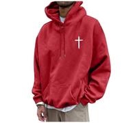 Sweat à capuche léger Jesus God Loves You pour femme, coupe ample, pull à capuche chrétien, chandails Trust In The Lord Comfort Lettre graphique Sweatshirts Country Religious Pray The Lord, Rouge, S