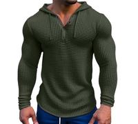 Sweat à capuche léger pour homme - Manches longues - Élégant - Solide - Henley - Confortable - Respirant - Décontracté - Printemps/Automne - Pour l'été - 3XL, Vert, XL