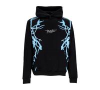 Sweat a capuche leger pour hommes, sweat a capuche imprime eclair lateral, noir/bleu clair BLACK/LIGHT BLUE XL