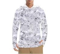 Sweat à capuche léger UPF 50 pour homme, protection solaire UPF 50+, performance légère, à motif camouflage, manches longues, pour la pêche, les sports de plein air, l'été, gris, L