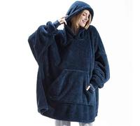 Sweat à capuche lesté pour l'anxiété, couverture surdimensionnée, confortable en sherpa pour adultes, bleu marine, Taille unique