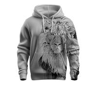 Sweat à capuche Lions 2025 pour homme imprimé 3D à motif bœuf - Sweat à capuche à manches longues pour l'hiver - Chaud - Décontracté - Vacances - Pull de week-end - Pull à capuche tendance, gris, L