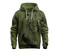 Sweat à capuche Lions 2025 pour homme imprimé 3D à motif bœuf - Sweat à capuche à manches longues pour l'hiver - Chaud - Décontracté - Vacances - Pull de week-end - Pull à capuche tendance, Vert, 6XL