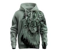 Sweat à capuche Lions 2025 pour homme imprimé 3D à motif bœuf - Sweat à capuche à manches longues pour l'hiver - Chaud - Décontracté - Vacances - Pull de week-end - Pull à capuche tendance, vert