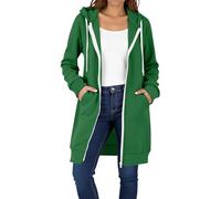 Sweat à capuche long avec fermeture éclair - Veste à capuche pour femme - Élégant - Avec capuche - Veste de survêtement surdimensionnée - Veste chaude de mi-saison - Manteau pour adolescente et fille