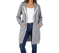 Sweat à capuche long avec fermeture éclair - Veste à capuche pour femme - Élégant - Avec capuche - Veste de survêtement surdimensionnée - Veste chaude de mi-saison - Manteau pour adolescente et fille