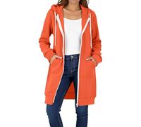 Sweat à capuche long avec fermeture éclair - Veste à capuche pour femme - Élégant - Avec capuche - Veste de survêtement surdimensionnée - Veste chaude de mi-saison - Manteau pour adolescente et fille