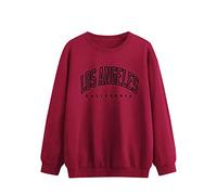 Sweat à capuche Los Angeles California pour femme - Coupe ample - Col rond - Manches longues - Léger - Tenue Y2K - Épaules tombantes - Université - Automne, bordeaux, S
