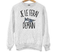 Sweat à capuche - Loup - Je le ferai demain - Gris - Homme - Manches longues S