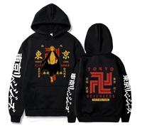 Sweat à Capuche Manches Longues à Capuche pour Hommes Hip Hop vêtements Anime Sweatshirts Tokyo Revengers Manjiro Sano Hoodies Hommes (Noir,M)