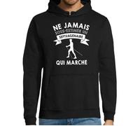 Sweat à capuche - Marche ne jamais sous-estimer un Septuagénaire - Noir - Manches longues - Col capuche - Homme S