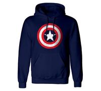 Sweat à capuche Marvel Homme - Rétro Bouclier Texte - Bleu marine / blanc XXL