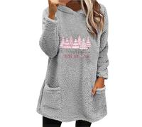 Sweat à capuche Merry Christmas pour femme - Double velours - Automne et hiver - Grand profil - Manches longues - Décontracté - Manches longues - En peluche - Costume de fête pour intérieur et