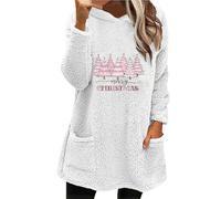 Sweat à capuche Merry Christmas pour femme - Double velours - Automne et hiver - Grand profil - Manches longues - Décontracté - Manches longues - En peluche - Costume de fête pour intérieur et