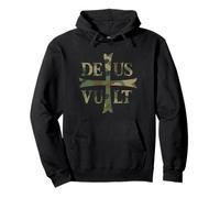 Sweat à Capuche Motif Chevaliers Templiers Cross Crusader Deus Vult Camouflage Sweat à Capuche