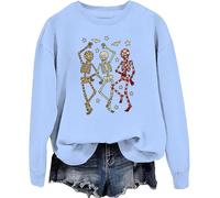 Sweat à capuche motif squelettes dansants Halloween crâne vintage, Carolina Blue-y, XXL