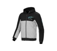 Sweat à Capuche Moto Alpinestars Chrome V2 Sport Noir/Gris/TurquoiseS Noir,Gris,Turquoise