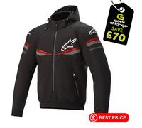 Sweat à capuche moto Alpinestars Sektor v2 Tech noir rouge vif avec armure