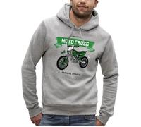 Sweat à capuche MOTO CROSS - Moto de cross verte - PIXEL EVOLUTION - Homme XS