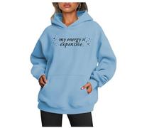 Sweat à capuche « My Energy Is Expensive » avec citation « Self Care », « My Energy Is Expensive », Sky Blue-2., M