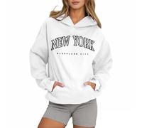 Sweat à capuche New York College pour femme - Joli pull à capuche - Vêtements essentiels de travail - Tenue graphique décontractée - Style country avec capuche Y2K - Léger et tendance - Confortable