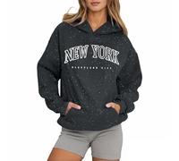 Sweat à capuche New York College pour femme - Joli pull à capuche - Vêtements essentiels de travail - Tenue graphique décontractée - Style country avec capuche Y2K - Léger et tendance - Confortable