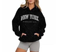 Sweat à capuche New York College pour femme - Joli pull à capuche - Vêtements essentiels de travail - Tenue graphique décontractée - Style country avec capuche Y2K - Léger et tendance - Confortable