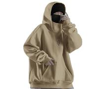 Sweat à capuche Ninja Homme Harajuku Pull à capuche Sweat-shirt à capuche Hip Hop Col châle Pull à col roulé Vintage Double encolure Sweat à capuche Surdimensionné Polaire Sweatshirts Streetwear, L