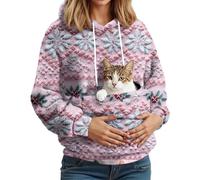 Sweat À Capuche Noel Femme avec Poche pour Chat Et Chien - Libérez Vos Mains - Transport Facile, Idéal pour Télétravail, Promenade en Hiver Sweat Confortable pour Propriétaire d'animal Rose Clair M