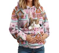 Sweat A Capuche Noel Femme avec Poche pour Chat Et Chien - Libérez Vos Mains - Transport Facile, Idéal pour Télétravail, Promenade en Hiver Sweat Confortable pour Propriétaire d'animal Rose M