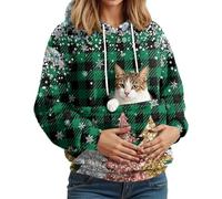 Sweat À Capuche Noel Femme avec Poche pour Chat Et Chien - Libérez Vos Mains - Transport Facile, Idéal pour Promenade en Hiver Sweat Soft pour Propriétaire d'animal Vert S