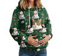 Sweat À Capuche Noel Femme avec Poche pour Chat Et Chien - Libérez Vos Mains - Transport Facile, Idéal pour Télétravail, Promenade en Hiver Sweat Confortable pour Propriétaire d'animal Vert M