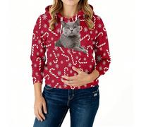 Sweat A Capuche Noel Femme avec Poche pour Pet Chat Et Chien, Pull Porte-Animal avec Poche Kangourou Grand Taille pour Transport Animaux pour Maîtresse d'animal De Compagnie Vin Rouge XL