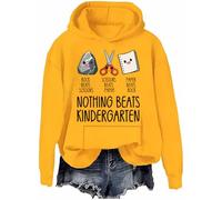 Sweat à capuche « Nothing Beats Kindergarten » - Drôle de papier de roche - Ciseaux - Pour la maternelle, Jaune-h., XXL