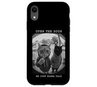 Sweat à Capuche « Open The Door Peephole We Just Wanna Talk Cats » Coque pour iPhone XR