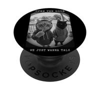 Sweat à Capuche « Open The Door Peephole We Just Wanna Talk Cats » PopSockets PopGrip Adhésif