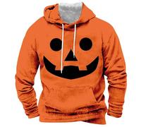 Sweat à capuche orange pour homme - Jack O Lantern - Sweat à capuche imprimé tête de citrouille - Manches longues - Costume d'Halloween - Pull squelette à capuche - Cordon de serrage, violet