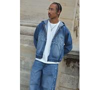 Sweat à capuche oversize délavé à écusson croisé homme - bleu - M, bleu