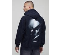 Sweat à capuche oversize délavé à imprimé aigle homme - gris - XS, gris