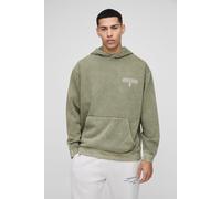 Sweat à capuche oversize délavé à imprimé Côte d'Azur homme - kaki - M, kaki