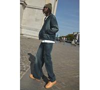 Sweat à capuche oversize en jean délavé à écusson homme - essence - M, essence