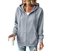 Sweat À Capuche Oversize Gilet Femme Zippé Manches Longues Coupe Ample