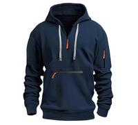 Sweat à Capuche Oversize Homme Travail Veste, à Demi Zippé Veste Essentials Hoodie à Manches Longues Pull Sweat avec Poches ZippéEs Les ModèLes d'automne Et d'hiver Grande Taille S-3xl