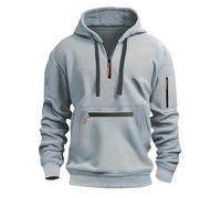 Sweat à Capuche Oversize Homme Travail Veste, à Demi Zippé Veste Essentials Hoodie à Manches Longues Pull Sweat avec Poches ZippéEs Les ModèLes d'automne Et d'hiver Grande Taille S-3xl