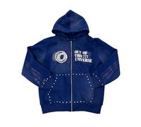 Sweat à Capuche Oversize zippé Style Hip-hop Rock inspiré des années 2000 Coupe Ample imprimé Gothique Collection Printemps Homme et Femme. (Bleu,TTG)