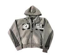 Sweat à Capuche Oversize zippé Style Hip-hop Rock inspiré des années 2000 Coupe Ample imprimé Gothique Collection Printemps Homme et Femme. (Gris,S)