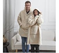 Sweat à Capuche - PARIS PRIX - Modèle Sherpa - Ultra Doux - Taille Unique - Couleur Lin