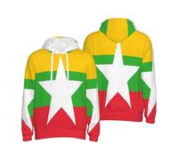 Sweat À Capuche Patriotique Birmanie Drapeau Style Classique Birmanie Pull Amusant Imprimé Hoodie Cordon Pull À Capuche pour Usage Quotidien Activités De Loisirs Plein Air