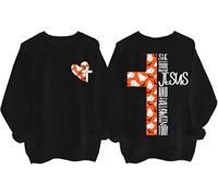 Sweat à capuche patriotique chrétien « She Loves Jesus And Loves America too » pour femme, Noir , L
